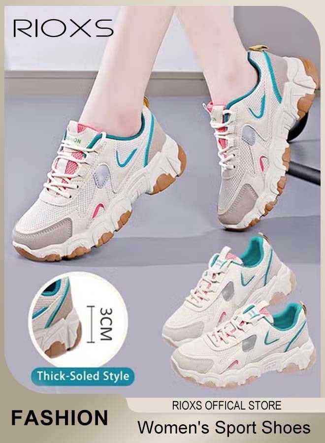 ريوكس متدربات مكتنزات للنساء، أحذية كلاسيكية مستديرة للأحذية الرياضية، أحذية رياضية مريحة قابلة للتنفس، أحذية رياضية غير انزلاقية للركض أثناء المشي، أحذية تنس في الشارع أنيقة، متدربات منصة النساء، أحذية رياضية خضراء اللون للعمل ومخرجات نهاية الأسبوع - Image 2